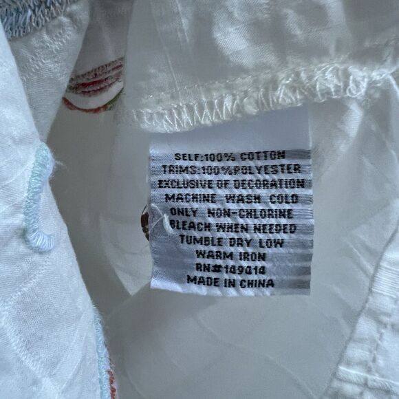 Johnny Was NWT Joele Embroidered Button Up Shirt Textured White Sz S Long Slv - Picture 8 of 8